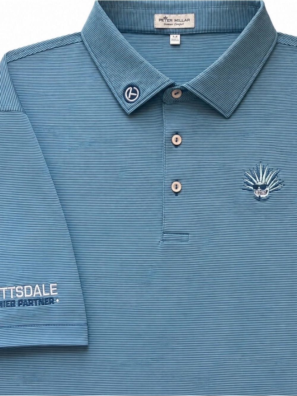 SCOTTY CAMERON GALLERY Circle T Summer Comfort Golf Polo XXL Agave Blue Stripe